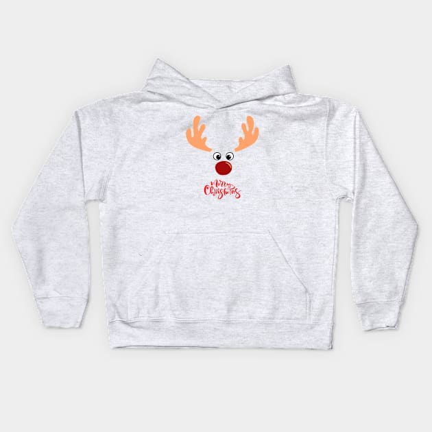 merry christmas reindeer design cute xmas gift Kids Hoodie by Ashden